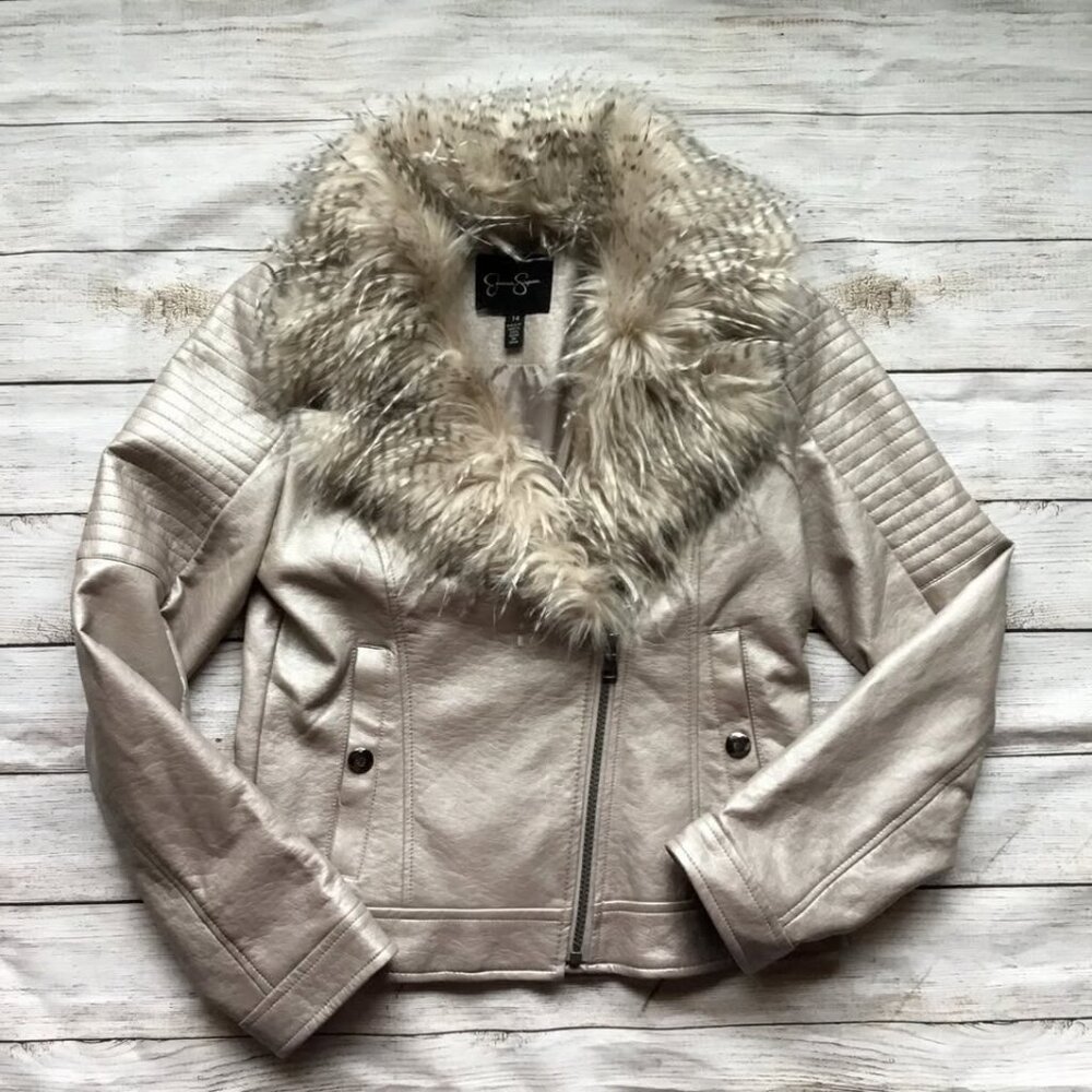 Jessica Simpson Faux Leather Light Pink Jacket Size 14 - Picture 2 of 6